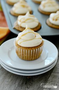 Brown Butter Pumpkin Cupcakes with Caramel Cream Cheese Frosting is the best recipe ever! These made from scratch cupcakes are super moist and  the caramel cream cheese frosting is out of this world! 