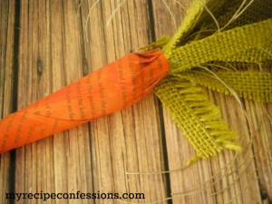 Music Sheet Carrots. These music sheet carrots will be a great addition to your home décor.  If you love diy crafts, you are going to love making these carrots. They are very easy and so much fun to make. I used some of my vintage music sheet but you can even print some off from the internet if you don’t have any on hand. 