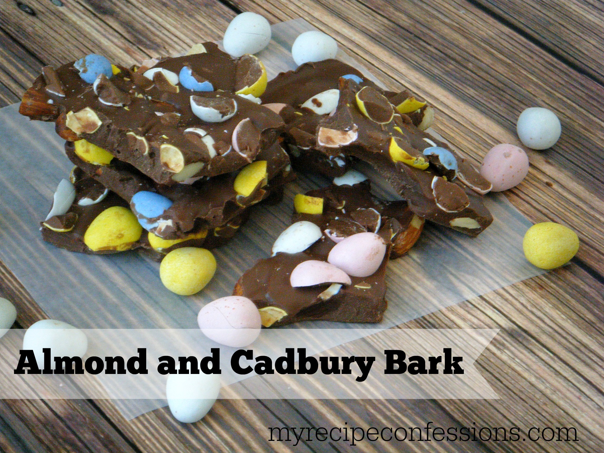 Almond and Cadbury Bark. Who can resist Cadbury eggs and almond held together by milk chocolate? I know I can’t. This is one of the easiest recipes you will ever make. I love easy desserts, and it doesn’t get any simpler than this. 