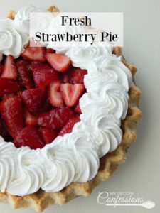 Fresh Strawberry Pie is the BEST pie ever! The fresh sliced strawberries and the homemade glaze is incredibly amazing! The strawberry filling and flaky crust topped with whipped cream are what makes this pie the BEST there is!