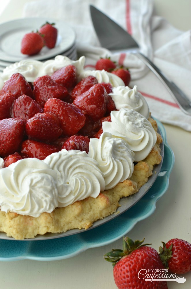 Fresh Strawberry Pie is the BEST pie ever! The fresh sliced strawberries and the homemade glaze is incredibly amazing! The strawberry filling and flaky crust topped with whipped cream makes this pie the BEST there is!