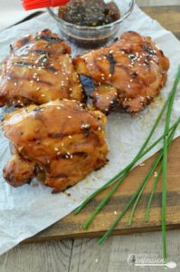 Grilled Honey Teriyaki Chicken will quickly become your favorite recipe! The marinade is out of this world and makes the the chicken thighs so dang moist. I can't believe how flavorful and tender this chicken is. They are so easy to make and  so incredibly amazing!  