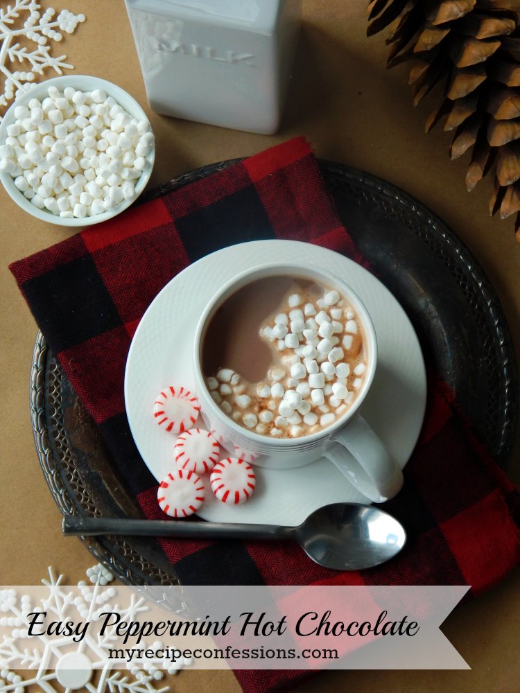 Easy Peppermint Hot Chocolate is the best recipe ever! This homemade hot chocolate is so much better than any mix! It is a creamy chocolate with the perfect amount of peppermint. 