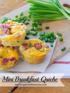 Mini Breakfast Quiche is perfect for Christmas morning, Easter morning, or really any day or any time. I tried a lot of quiche recipes and this one is my favorite because it is easy to make and is loaded with flavor! My kids cannot not get enough of these things! You have got to check out how easy they are to throw together