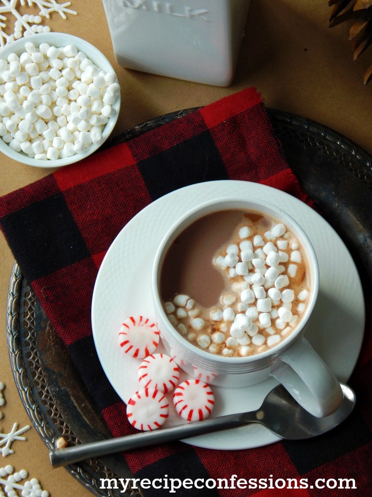 Easy Peppermint Hot Chocolate is the best recipe ever! This homemade hot chocolate is so much better than any mix! It is a creamy chocolate with the perfect amount of peppermint.