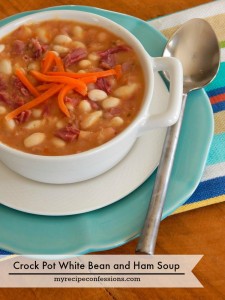 Crockpot White Bean and Ham Soup/ Who doesn’t love crockpot recipes? This soup is one of the best recipes I have tasted. It is so flavorful and the perfect comfort food for a cool fall night. Are you sick of all your dinner recipes? Are you looking for a delicious and easy dinner? This soup is it!