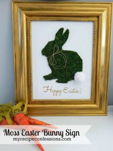 Moss Easter Bunny Sign. Don’t pay an arm and a leg for you Easter home décor, when you can diy. This moss Easter bunny sign is so inexpensive to make, not to mention incredibly easy. You don’t have to be a crafts expert to make this sign. Trust me, anybody can do it!