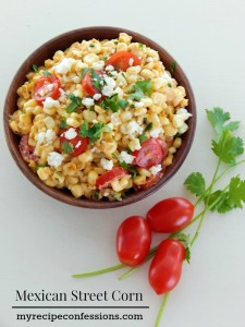 Mexican Street Corn. I love Mexican food and this is one of the best recipes you will find! It is a great vegetarian and gluten-free recipe that will please everybody. It is an amazing side dish to serve along your favorite Mexican entrée!