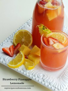 It doesn’t have to be summer to make this Strawberry Pineapple Lemonade. My mouth waters just thinking about this drink. It is an easy recipe that you can whip up in minutes. Every time I make this lemonade people ask me for the recipe.