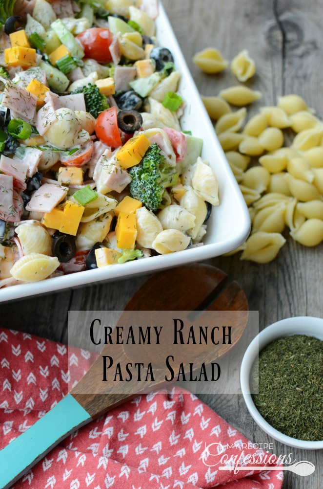 Creamy Ranch Pasta Salad is the best pasta salad! My family always requests this salad for family parties. I love the ranch dressing, it is by far the best I have ever tasted. And, it's a great way to get your kids to eat more veggies.