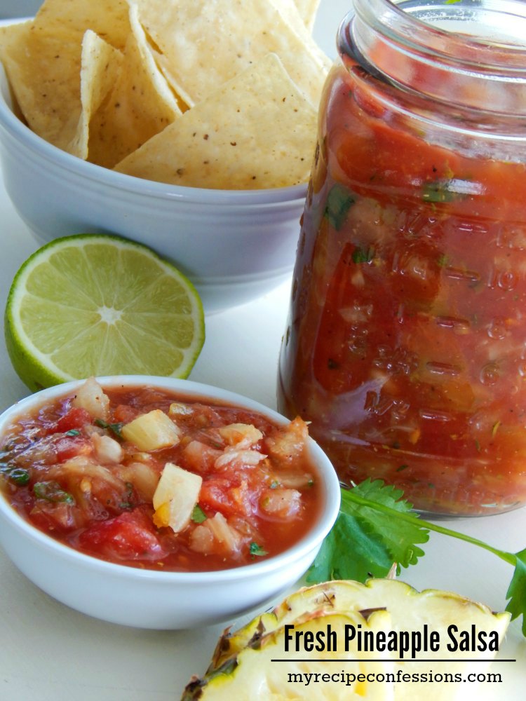 Fresh Pineapple Salsa. This salsa isn’t just for the summer. You can enjoy it all year long. You might have a few salsa recipes already, but this is one you need to try!  It is so incredibly easy to make. We rarely have leftovers because my family eats it as fast as I make it. It is a great gluten free and vegetarian recipe. 
