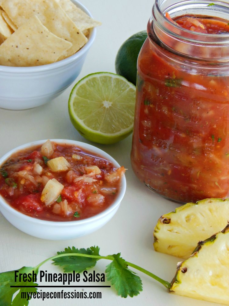 Fresh Pineapple Salsa. This salsa isn’t just for the summer. You can enjoy it all year long. You might have a few salsa recipes already, but this is one you need to try!  It is so incredibly easy to make. We rarely have leftovers because my family eats it as fast as I make it. It is a great gluten free and vegetarian recipe. 