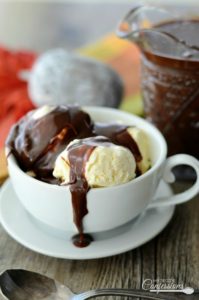 Pumpkin Spice Hot Fudge sauce is an easy recipe that takes less than 10 minutes to make. The pumpkin spice is the perfect complement to this rich homemade hot fudge sauce. Pour this Pumpkin Spice Hot Fudge over your ice cream for a mind-blowing dessert!