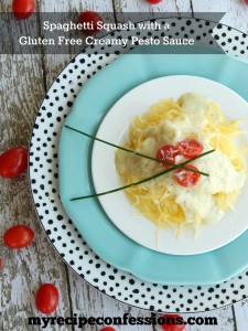 Spaghetti Squash with Gluten Free Creamy Pesto