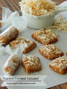 Toasted Coconut Caramel. These caramels are so soft and rich in flavor. Toasted coconut and caramel are a match made in heaven! I love homemade caramel for Christmas! I tried a million different caramel recipe before I came up with this one. They make great teacher gifts or diy gifts for the neighbors.