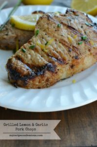 Grilled Lemon Garlic Pork Chops. Just when you thought Summer couldn't get any better, this recipe came along. Don't sweat in the kitchen trying to make dinner each night. Take it outside to the grill with this easy dinner. These pork chops are bursting with flavor and beat out all the other pork chops recipes!