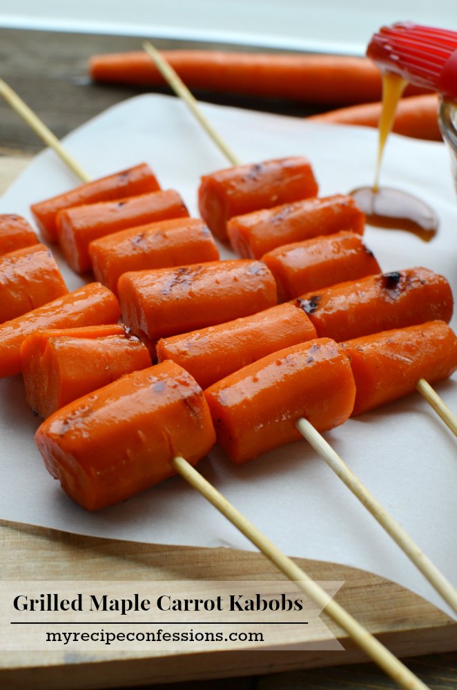 Grilled Maple Carrot Kabobs-Summer grilling just got even better with this recipe! I could eat them like candy they are so amazing. These carrots are so addicting it is hard to not eat them all straight off the grill. 