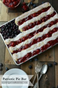Patriotic Kuchen Bars (AKA Kuchen Bars)- This is a yummy twist on one of my favorite go-to recipes. They are the perfect treat for your 4th of July party or summer barbecue! Whenever I take them to a party I never have leftovers and always get asked for the recipe.