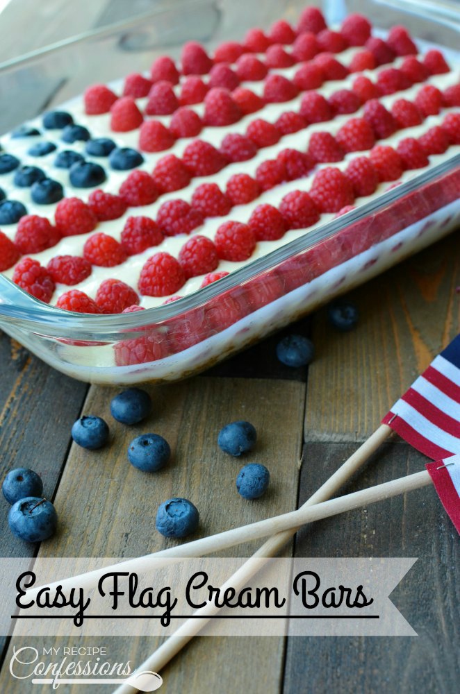 Easy Flag Cream Bars-This Easy Flag Cream Bars will be the hit at your party! They are so easy and quick to make you will be out the door in no time. This dessert is rich and creamy and I never have any leftovers. Everybody always wants the recipe.