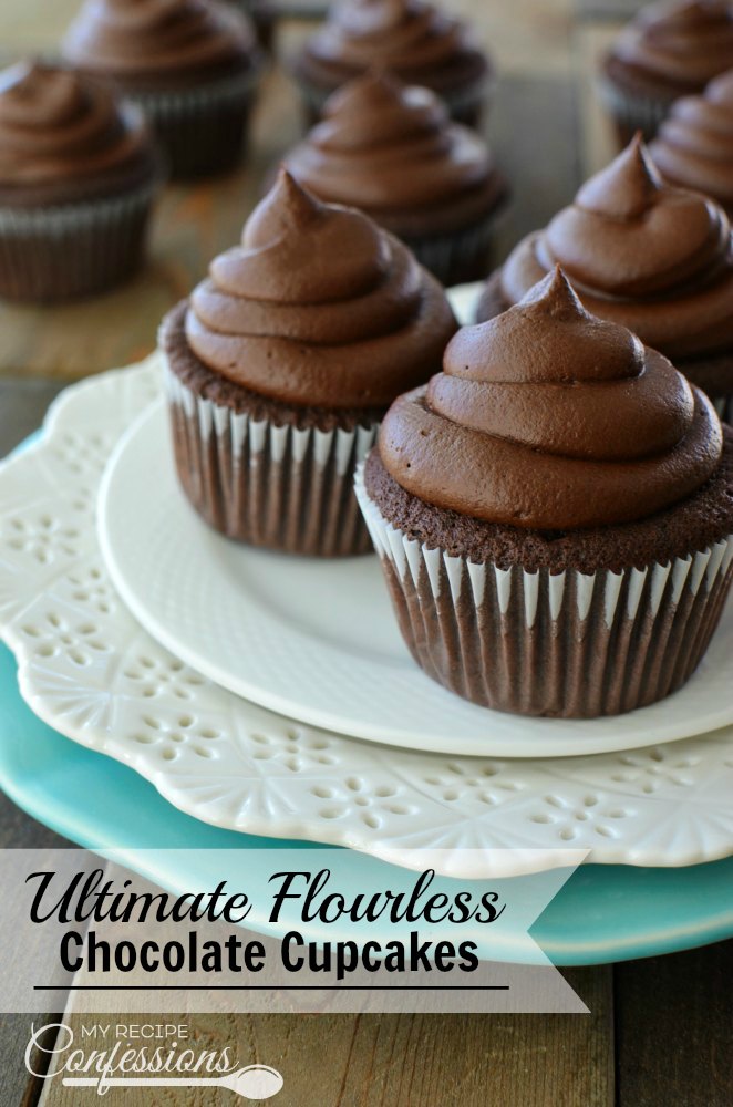 Ultimate Flourless Chocolate Cupcakes- If I didn't know these cupcakes were flourless, I would never believe it! They are hands down the best chocolate cupcake I have ever tasted! They are so moist and fudgy, you will have a hard time believing they are gluten-free. The Chocolate Fudge Frosting is an easy homemade frosting recipe that is perfect for these cupcakes! 