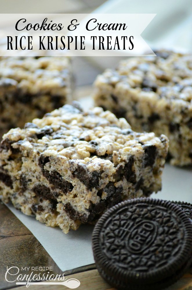 Cookies & Cream Rice Krispie treats - My Recipe Confessions