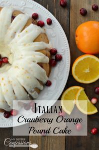 Italian Cranberry and Orange Pound Cake is the best holiday recipe ever! It is soft, fluffy, and loaded with flavor. I have to give most of the cake away when I make it because I want to eat it all myself. My family loves this cake so much I am going to make it our new holiday tradition. The recipe is so easy to follow and it's worth every minute you spend in the kitchen!