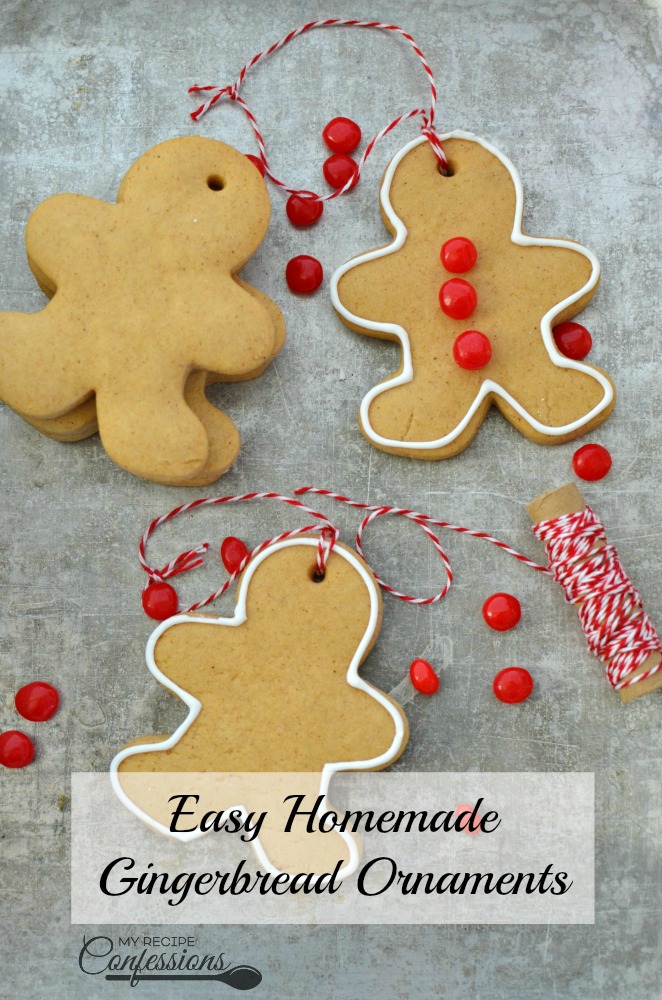 Easy Homemade Gingerbread Ornaments are quick, and easy alternative to making a gingerbread house. My kids love to make these ornaments and hang them on the tree. If you are like me and love to make DIY gingerbread house from scratch, this is a great recipe for that too. These ornaments smell so good and make the perfect Christmas family tradition! data-pin-description=
