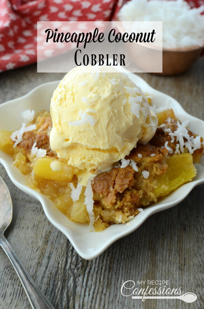Pineapple Coconut Cobbler will satisfy all your tropical cravings! This recipe is easy and absolutely unforgettable!