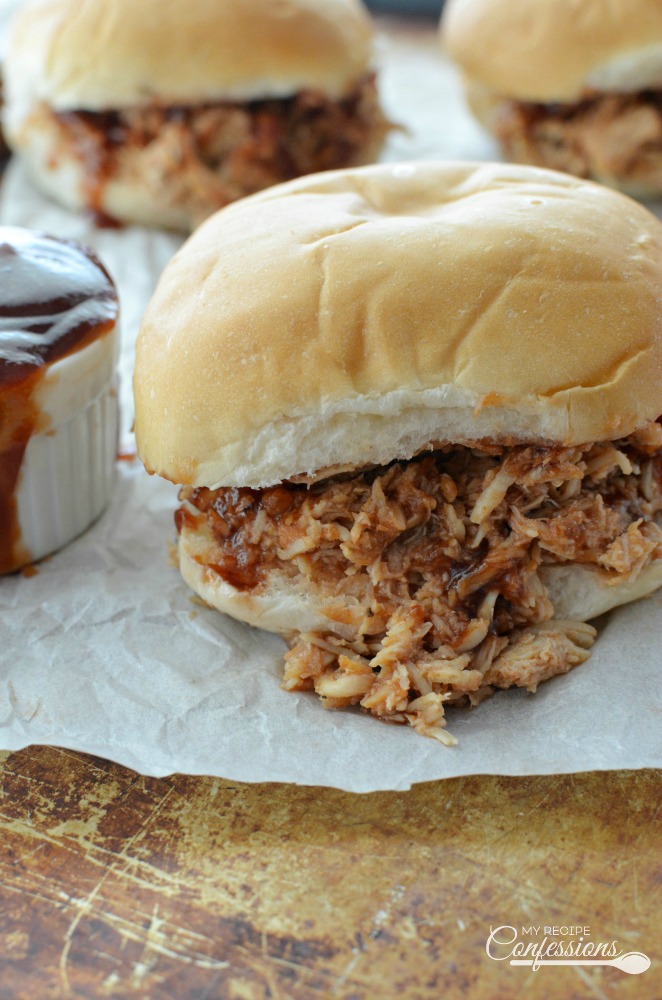 Pressure Cooker BBQ Chicken Sandwich is the easiest and quickest way to make a pulled chicken sandwich. Making this recipe in the crock pot would take most of the day. In the pressure cooker it will take less than 90 minutes. This chicken is honestly the BEST EVER!!!