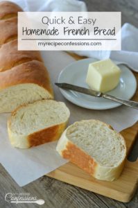 Quick and Easy Homemade French Bread tastes better than any bakery bread. This recipe produces a soft and chewy bread that is the perfect addition to any meal.