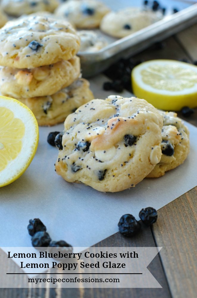 Lemon Blueberry Cookies with Lemon Poppy Seed Glaze - My Recipe Confessions