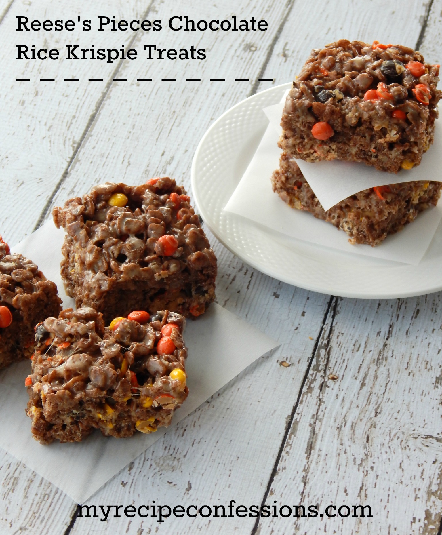 Reese's Pieces Chocolate Rice Krispie Treats