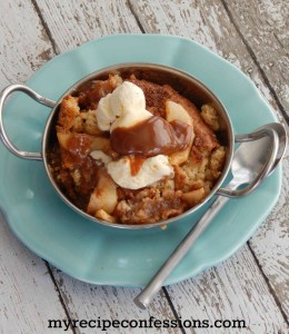 This Dulce de Leche Apple Cobbler is everything you can imagine and more! It’s the perfect apple recipe for fall. This is a dessert recipe that you will be making over and over again. You have got to check out the secret ingredient in the topping.