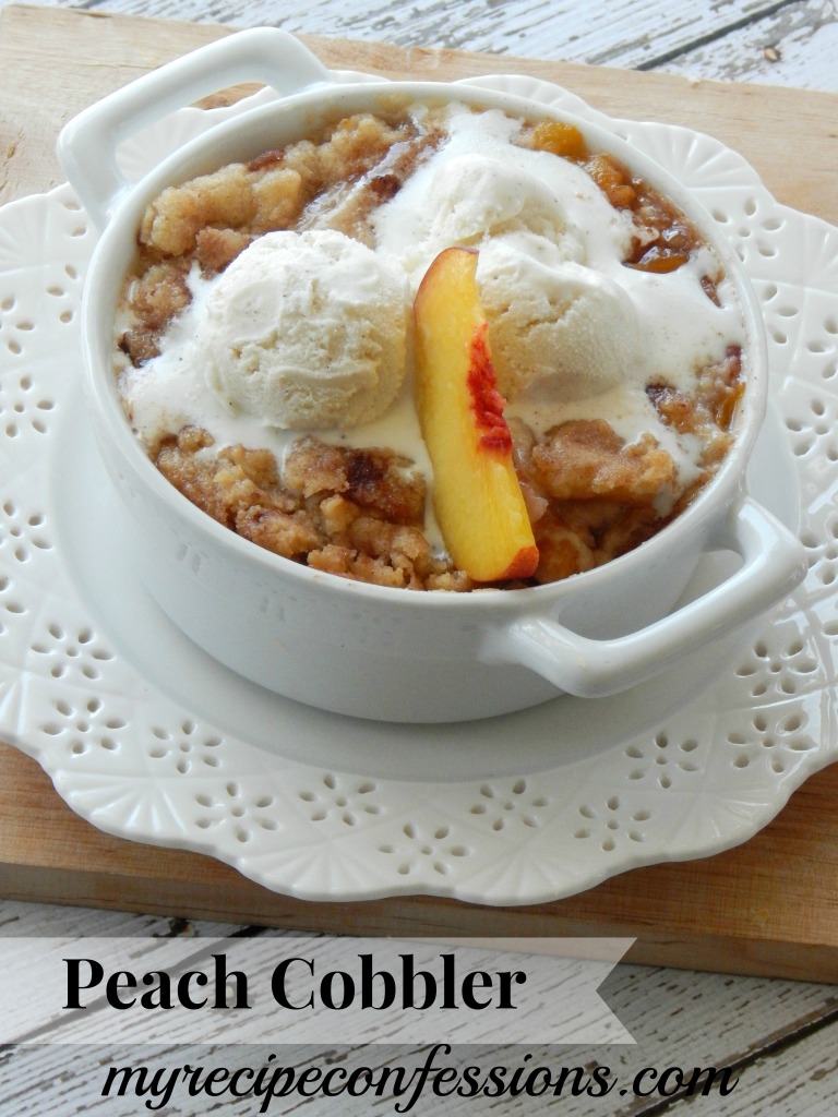I love Fall! One of my favorite fall recipes is Peach Cobbler. I love to eat it hot out of the oven with a big scoop of vanilla ice cream on top. Make a batch of this Peach Cobbler and enjoy it while you get out all your fall décor. 