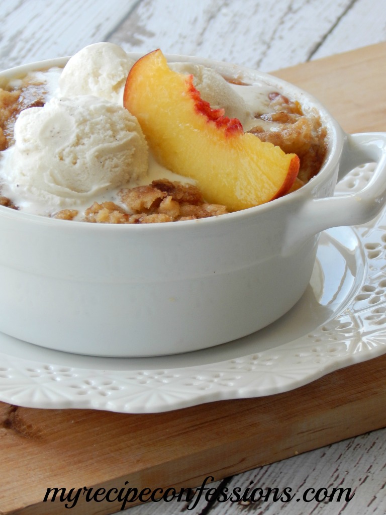 I love Fall! One of my favorite fall recipes is Peach Cobbler. I love to eat it hot out of the oven with a big scoop of vanilla ice cream on top. Make a batch of this Peach Cobbler and enjoy it while you get out all your fall décor. 