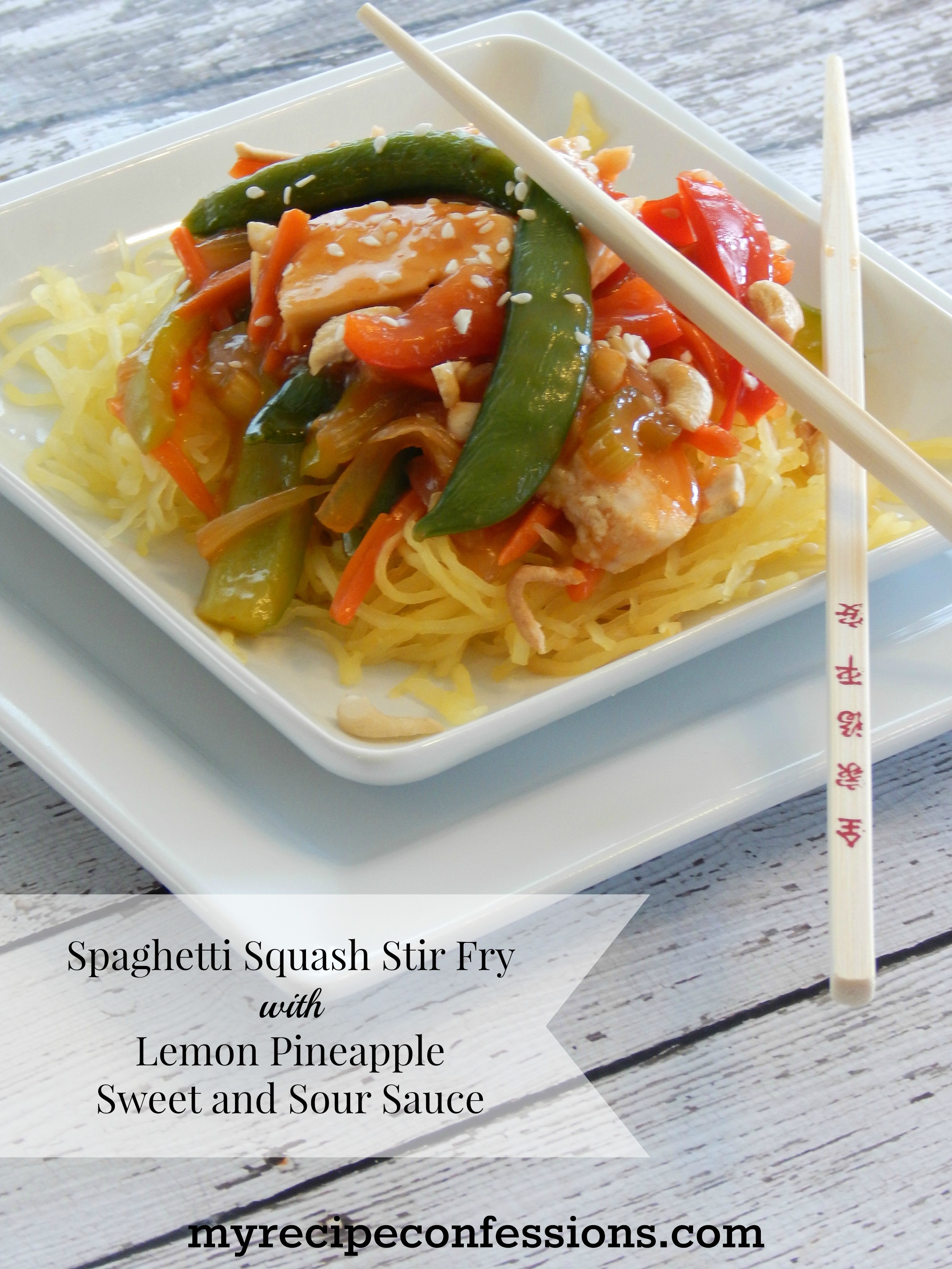 Spaghetti Squash Stir Fry with Lemon Pineapple Sweet and Sour Sauce