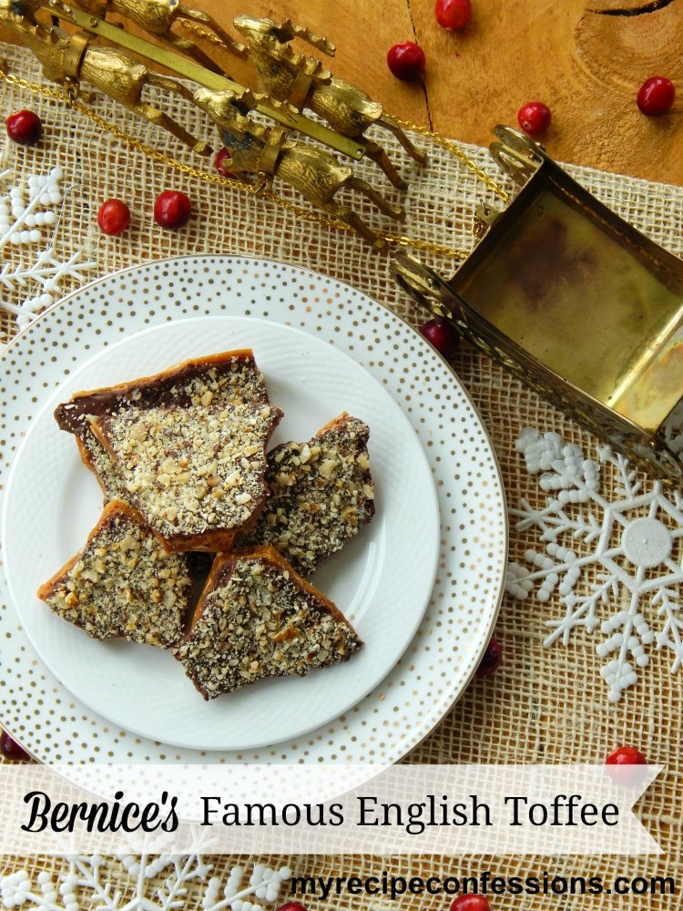 Bernice's Famous English Toffee-This is my husband's grandmas recipe. I was surprised how easy it is to make. This is the best homemade homemade toffee recipe ever! My family begs me to make this every Christmas.