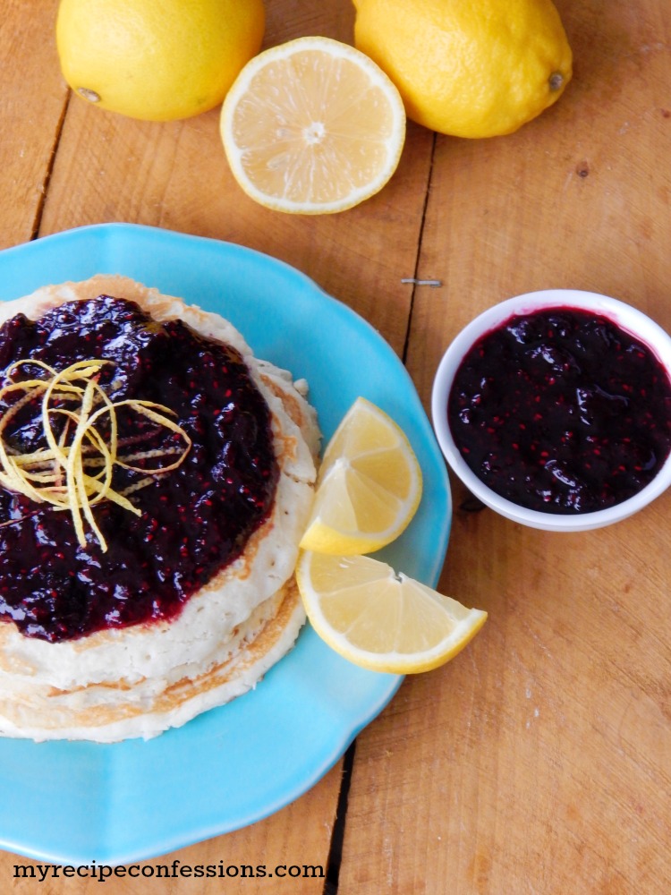 Lemon Ricotta Pancakes with Berry Syrup