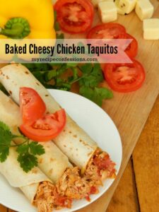 Baked Cheesy Chicken Taquitos. I am always looking for yummy chicken recipes. These taquitos are so much better than the store bought ones. This is one of my family’s favorite dinner recipes. You can make them smaller and serve them as appetizers too.