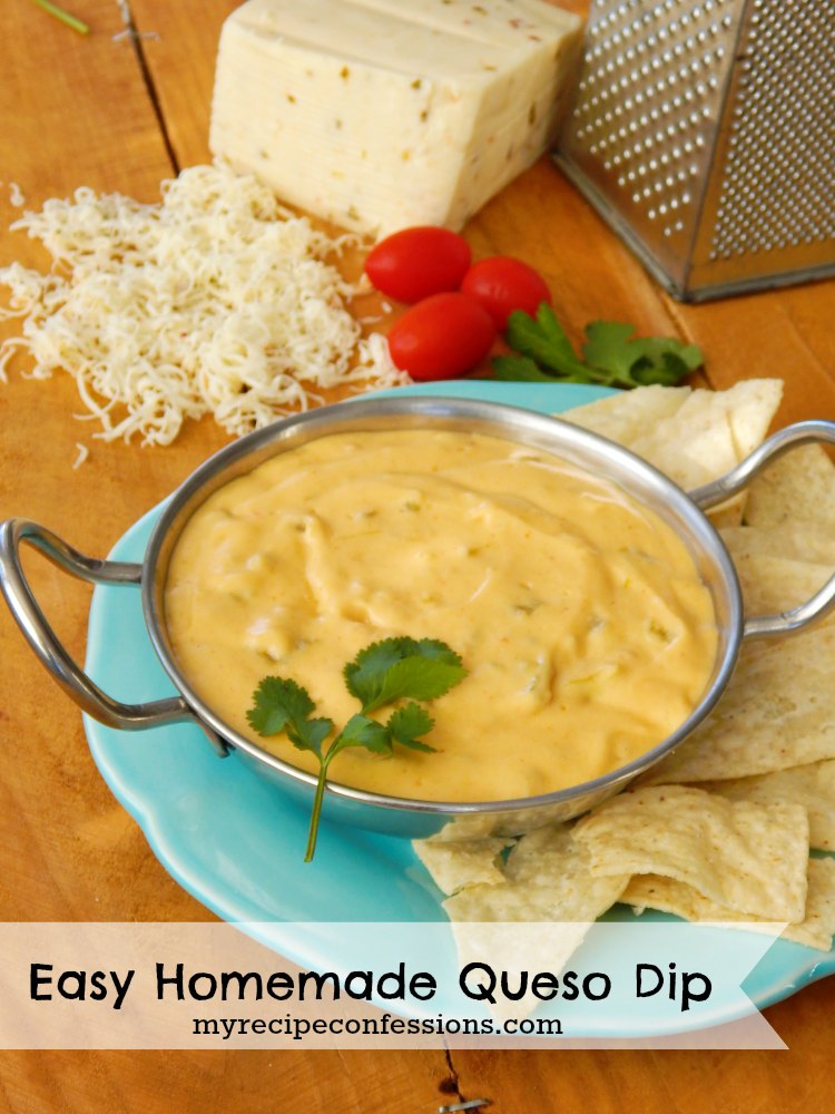 Easy Homemade Queso Dip. I love Mexican food! This recipe is not only easy but delicious as well. Don’t mess with the processed cheese dips. Serve this dip along with your other favorite appetizers. I had tried other recipes and this one beats them all! 