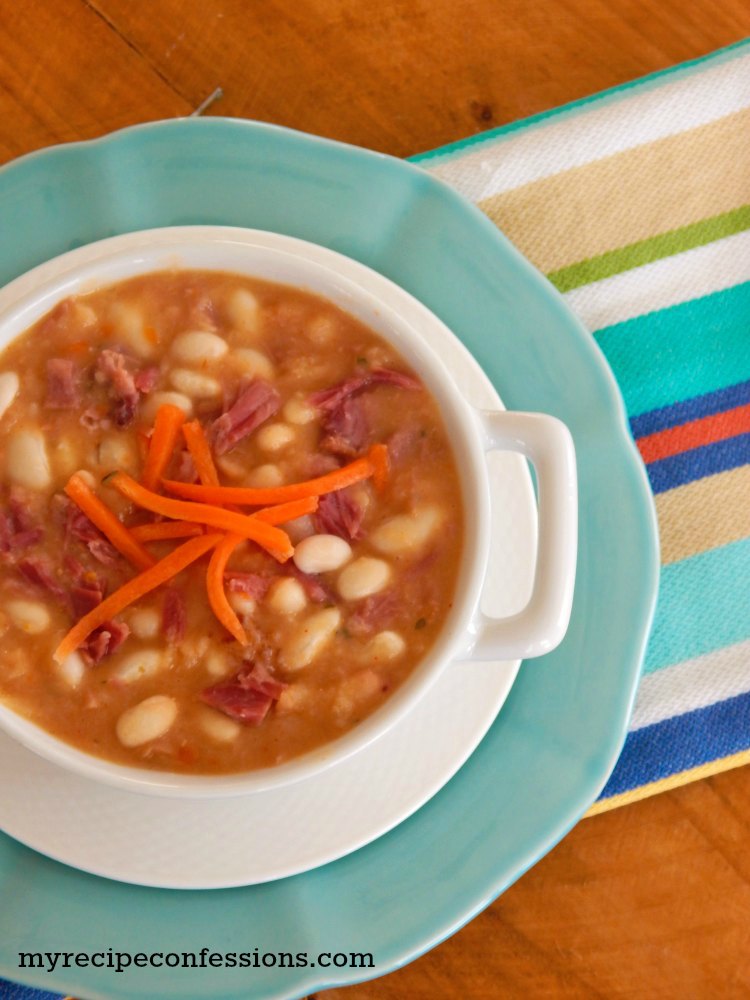 Crockpot White Bean and Ham Soup is the very definition of comfort food! This recipe tastes just like the soup my grandma use to make. I love how easy it is to throw everything in the slow cooker and forget about it until dinner time.