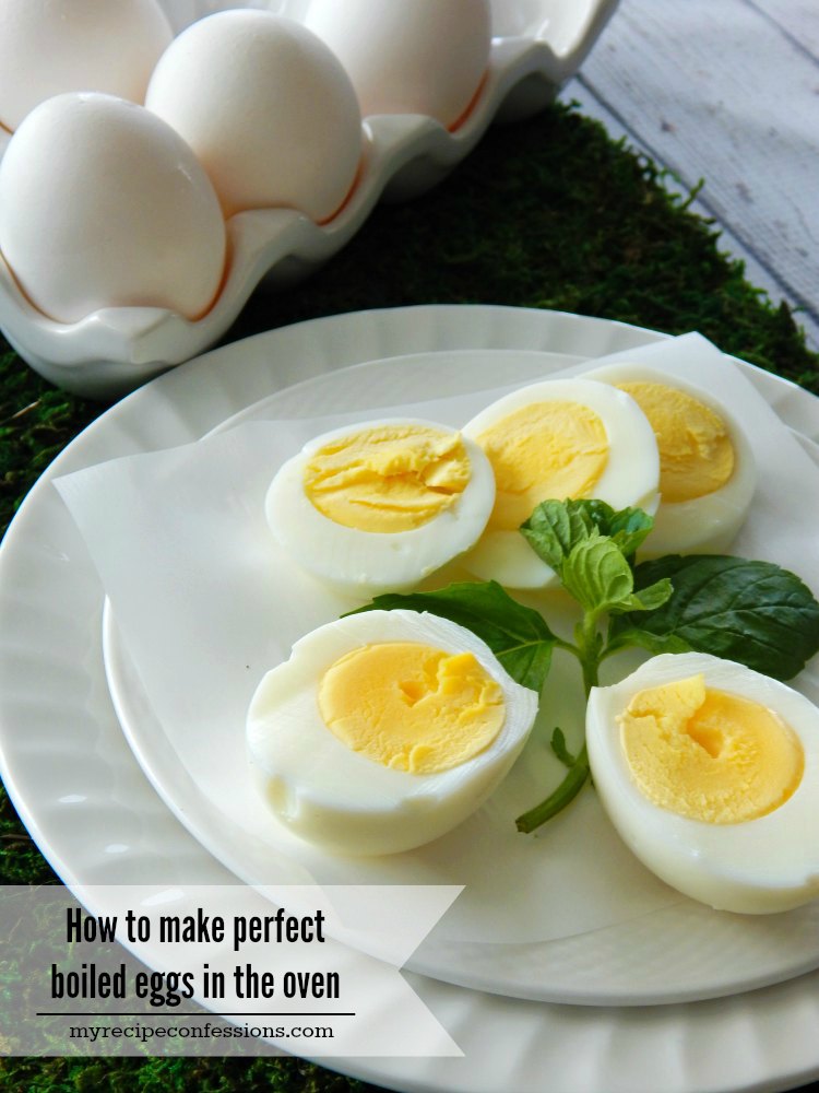 How to Make the Perfect Hard Boiled Eggs in the Oven. I love making hard boiled eggs in the oven! If you are making a big batch of boiled eggs for a breakfast, or a party this is a great way to do it. The eggs won’t have a green ring around the yolk. They turn out perfect every time. Don’t waste time with other recipes, stick with this one for the best results! 