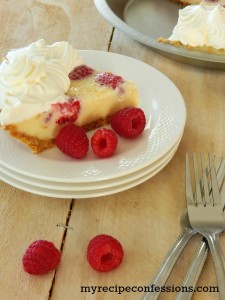 Raspberry Custard Pie. This pie is unbelievably amazing! It is so dang easy, in fact you only have to bake it for 12 minutes. Don’t waste your time with and other recipes. This is one of my family’s favorite desserts. The custard is creamy and rich and the raspberries add the perfect pop of flavor.