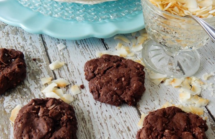 Double Chocolate Coconut Cookies