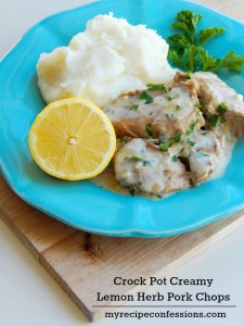 I am always looking for good crockpot recipes. This Crock Pot Creamy Lemon Herb Pork Chops is one of the best recipes I have tried. The sauce is packed with flavor and the pork chops are so tender they fall apart. I wanted to lick my plate it was do good. This recipe is definitely a keeper!