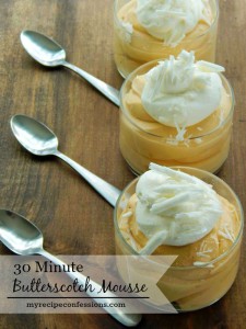 This 30 Minute Butterscotch Mousse blows all of the other mousse recipes out of the water! I mean come on who doesn’t love easy desserts? I promise when you make this heavenly dessert nobody will believe it took you only 30 minutes to whip it up!