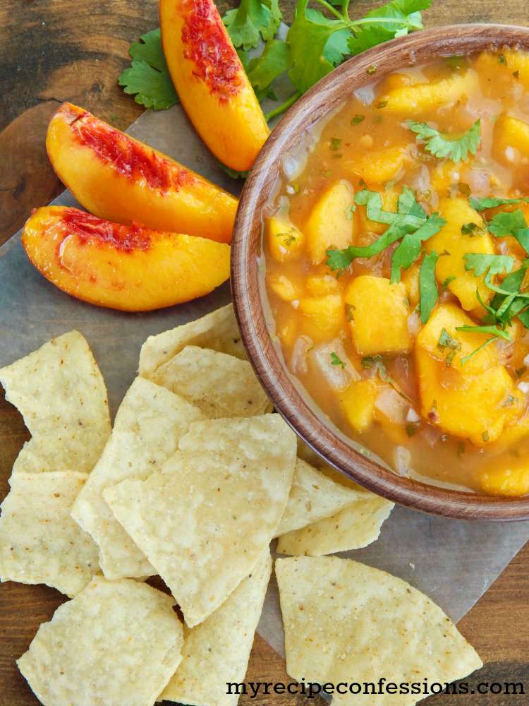I love this Fresh Peach Salsa recipe! The flavor is out of this world! It doesn’t have any tomatoes so the peaches really shine. Next time you need a gluten free snack or some appetizers you have got to try this recipe! I promise you will not be disappointed!