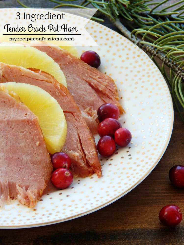 3 Ingredient Tender Crock Pot Ham makes a great holiday ham. It is so incredibly tender and juicy! This recipe is as simple and easy as it gets. I will never use and other recipe again! 