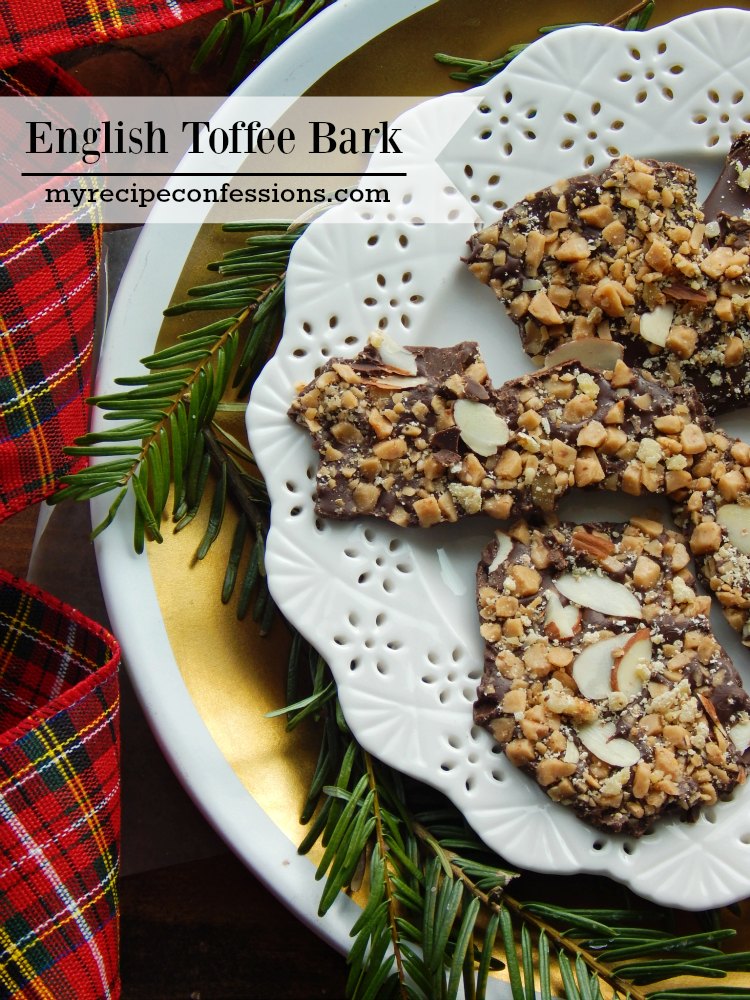 English Toffee Bark. English toffee isn’t just for Christmas, you should enjoy it all year long! This is one of those cheater recipes that taste just as good as the original. It is quick and easy to make and will put a big smile on your face! 