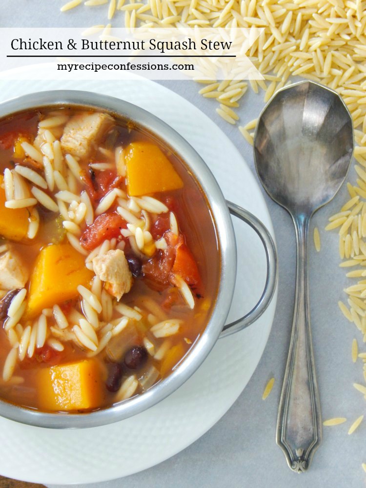 Chicken and Butternut Squash Stew. This stew will warm you from head to toe! It is so delicious I was planning on making it again before I finished my first bowl. It one of those easy dinner recipes that everybody raves over! If you are looking for a yummy soup to warm you up this is your recipe! 